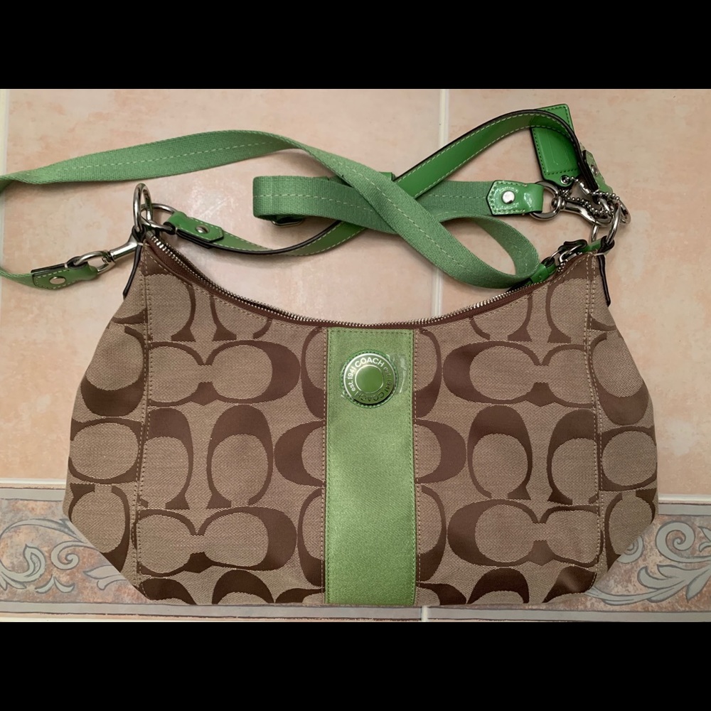 Coach hobo bag green and brown